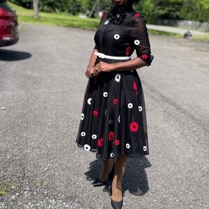 Elegant Floral Black Dress